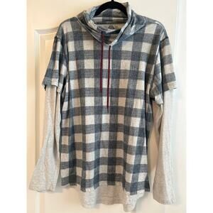 American Rag Blue and Light Grey Pullover Hoodie Size L Large